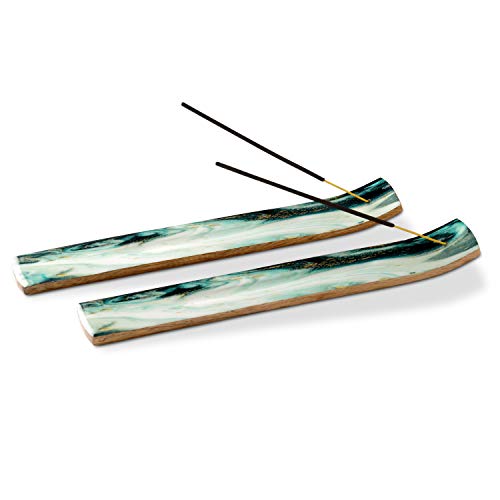 Folkulture Set of 2 Incense Holder or Incense Burner for Insence Sticks, Ash Catcher or Insence Burner Holder, Wooden Insense Stick Holders, Inscent Tray for Home Decor, Mango Wood