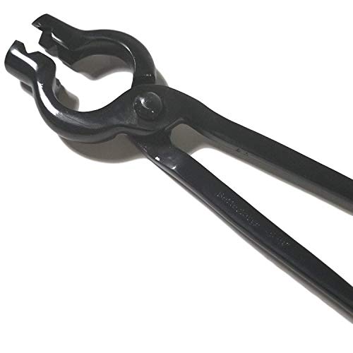BetterForge 18 inch Bolt Tongs with V-Bit Jaws for Blacksmiths and Farriers - Superior Blacksmith Tongs (18 Inch, Black)