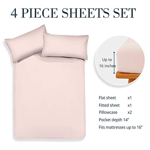 Hallmark Pink Sheets for Queen Size Bed, Soft 1800 Thread Count