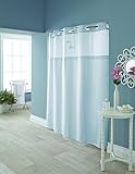 Hookless RBH95MY982 Hudson Herringbone Polyester with PEVA Snap-In Liner and Flex-On Rings Shower Curtain, Starlight Blue