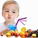 Silicone Straws, Safe for Kids & Adults,Extra long Flexible Straws with Cleaning Brushes, Color Random,3 Pieces Straws and 1 Cleaning Brushes