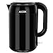 Aicok Electric Kettle Double Wall Cool Touch, Stainless Steel Interior (Non-Plastic Touch Water) 1.7 Liter Auto Shut Off 1500W, Bright Black