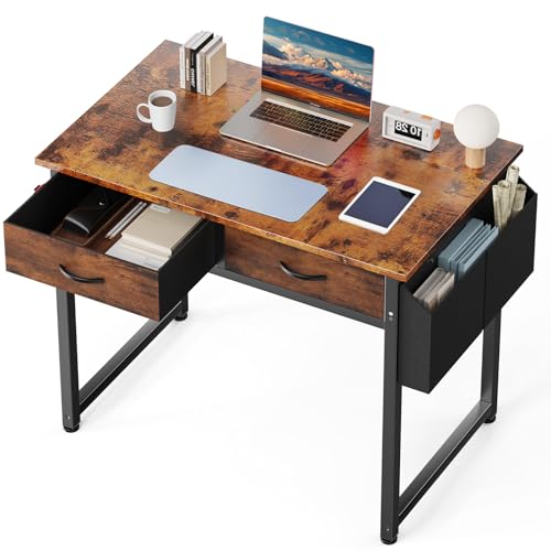 DUMOS 32" Home Office Computer Desk with Drawers, Small Gaming Writing Study Ta…