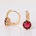 GULICX Yellow Gold Tone Round Ruby Color Designer Vintage Wedding Earrings Hoop