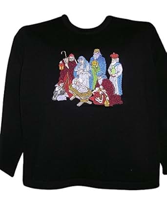 Amazon.com: Jesus Nativity Scene Terazzo Womens Christmas Sweater - size - xxxx-large 24/26 