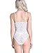 Womens Lingerie Lace Teddy Eyelash Lace Diamond Lattice Jumpsuit One Piece Bodysuit White