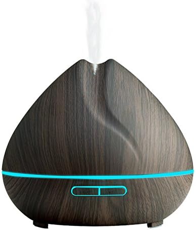 Aroma Essential Oil Diffuser，MINO ANT Black Wood Grain 400ml Ultrasonic Cool Mist Humidifier with 7 Colors LED for Home,Bedroom,Baby Room,Office,Yoga,Spa