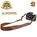 Inspire in Time Camera Neck Strap - Genuine Leather Adjustable Straps Universal Interfaces Mirrorless DSLR Cameras, Nikon, Canon, Sony, Olympus, Panasonic, Fuji & More, Brown