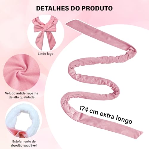 Kit 14 Modelador de Cachos Sem Calor,170cm Modelador de Cachos Cetim,Sem Calor para Dormir,Inclui Presilha e Faixa de Cabelo, Antiderrapante,Presente para Mulheres