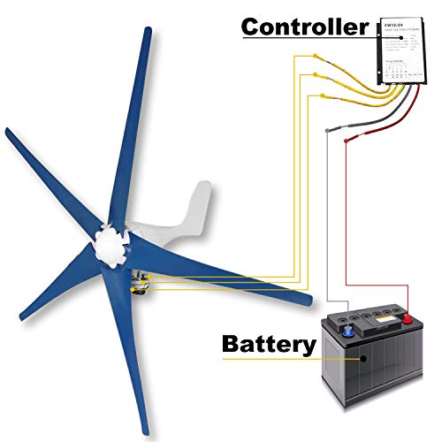 YiiYYaa 800W 5 Blades DC12V Horizontal Wind Turbine Generator Wind Turbines Energy Generator with Wind Charger Controller (Without Bracket) (12V) - Thumbnail 6
