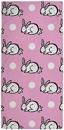 HANHAOKI Cute Bunny Rabbit Pink White Polka Dots Beach Super Absorbent Towel 28"x 55"