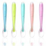 MiChef Baby Spoons Soft-Tip Silicone Infant Feeding Spoons BPA Free, First Stage, 5 Count
