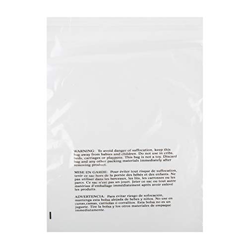 Poly Bags with Suffocation Warning - 11x14 Extra Strong Seal - 200 Pack - Clear Poly Bags 11x14 - Range of Sizes Available - Retail Supply Co
