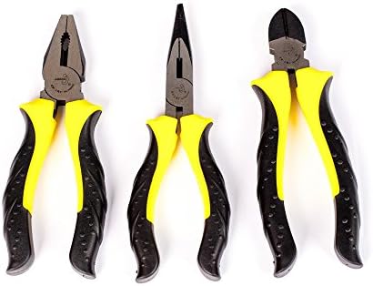 Living House 3 Piece Basic 6-Inch Lineman Pliers, 6-Inch Long Nose, and 6-Inch Diagonal Plier Set (1 Set)
