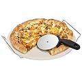 VonShef 15 Inch Ceramic Pizza Stone Set With Heavy Duty Chrome Stand with FREE Pizza Cutter
