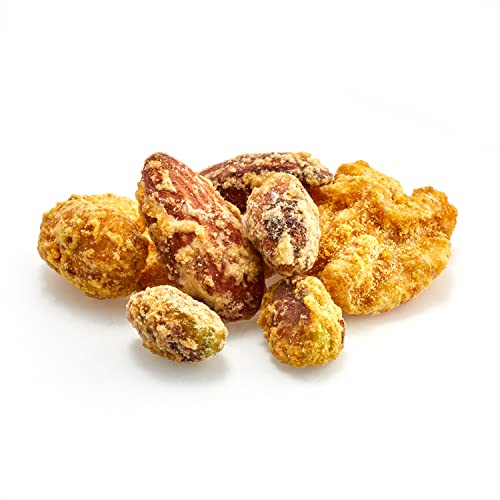 YUPIK SAFFRON PRALINED MIXED NUTS, 1 LB, WITH ROASTED ALMONDS, CASHEWS, WALNUTS, BRAZIL NUTS & HAZELNUTS, COOKED WITH SAFFRON, BROWN, PACK OF 1