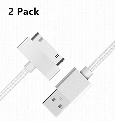 Enligten 2-Pack 5FT 1.5M EXTRA LONG 30 Pin to USB SYNC and Charge Cable Cord for Apple iPhone 4/4s, iPod 1-6 Gen, iPod 1-4 Gen, iPad 1-3 Gen (Silver)