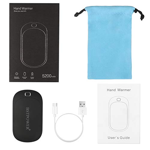 BSTPOWER Hand Warmers Reusable Rechargeable Hand Warmer 5200 mAh Power Bank USB Hand Warmer Electric Pocket Warmers for Skiing Golfing Climbing Hiking Women Men Winter Gift (Black)
