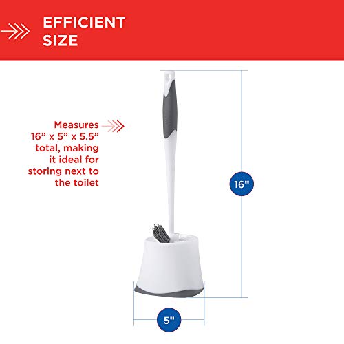 Clorox UnderRim Toilet Bowl Brush with Corner Storage Caddy, 16" x 5