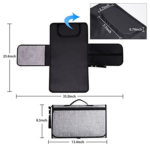 Portable and Lightweight Diaper Changing Pad Travel Changing Station Kit with Pockets and Head Cushion for Baby Infants Toddlers and Newborns Diapering