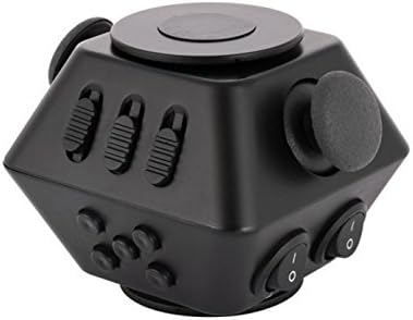 Parit Fidget Cube Dice 12 Sides Anti-anxiety and Depression for Children and Adults Gift Toy (Black V.3)
