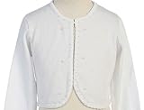 Little Girls Beaded Knit Cotton Bolero Shrug Sweater White Size L (8-10)