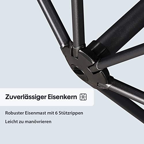Sekey® Ampelschirm 300 cm Sonnenschirm Gartenschirm Kurbelschirm mit Kurbelvorrichtung Sonnenschutz UV50+ – Bild 3