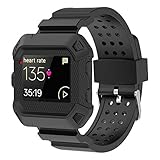 Moretek Blaze Watch Sport Replacement Band Frame Rugged Protective Case Strap Bands for Fitbit Blaze(NewBlack)