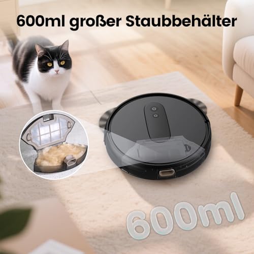 FIXR P25 Robot Vacuum Cleaner, Robot Vacuum Cleaner with 4000 Pa Suction Power, Robot Vacuum Cleaner with Charging Station, Robot Vacuum Cleaner without Wiping Function for Carpet, Pet Hair, Hard
