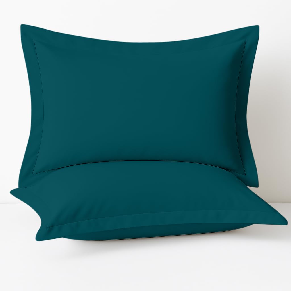 Comfort Beddings Heavy Quality 600 Thread Count 100% Egyptian Cotton Oxford Pillow Cases Pack Of 2 - Teal ( Standard Size 50 x 75 CM )
