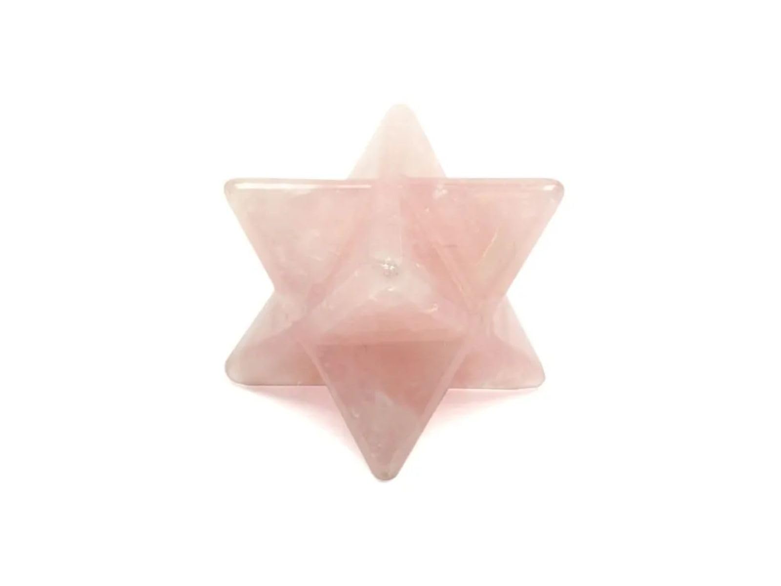 Jet International Rose Quartz Merkaba 1 inch Star Healing Spiritual Divine India A++ Crystal Therapy Geometry Positive Peace Pocket Internal Strength Love Doctor Actor Star Future Luck Sacred Geometr