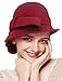Bellady Women Solid Color Winter Hat 100% Wool Cloche Bucket with Bow Accent
