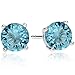 Sterling Silver Round Crystal March-Aquamarine Colored Stud Basket Set Earrings