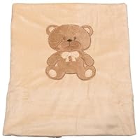 Big Oshi Baby Teddy Super Soft Plush Swaddling Blanket, Beige, Small