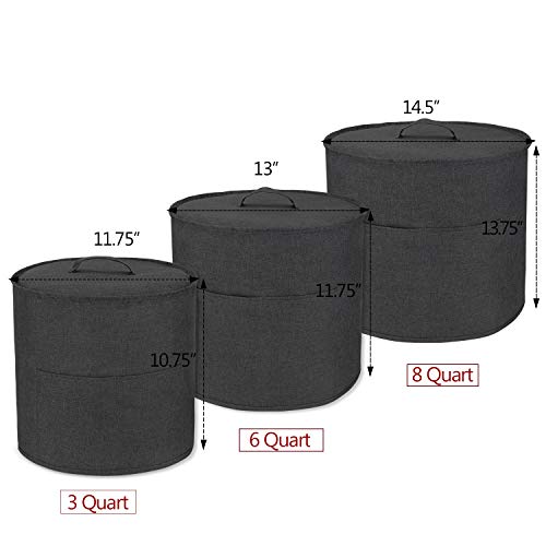 Luxja Dust Cover for 8 Quart Instant Pot, Cloth Cover with Pockets for Instant Pot (8 Quart) and Extra Accessories, Black (Large) - Thumbnail 6