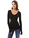 PattyBoutk Women V Neck Ruched Long Sleeve Blouse (Black Small)