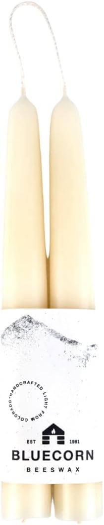 Candles & Holders - Bluecorn 100% Pure Beeswax Taper Candles | Natural Beeswax Candles, Ivory White Unscented Tapered Candles | 8 Inch Candles, Pair - Two Candlesticks | Soy, Paraffin, & Fragrance Free