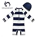 upandfast Kids One Piece Zip Sunsuit with Sun Hat UPF 50+ Sun Protection Baby Beach Swimsuit (Stripe(LS), 6-9 Months)