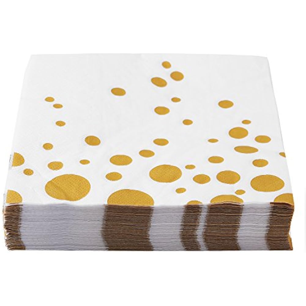 100 Gold Dot Cocktail Disposable Napkins Napkins, Decorative Paper