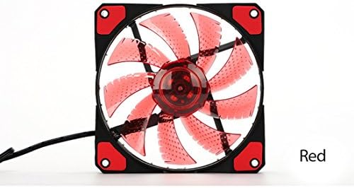 Veddha LED Case Fans - Sleeve Bearing 120mm DC 15 LED Illuminating Silent Fan for Computer Cases, CPU Coolers, and Radiators (Red)