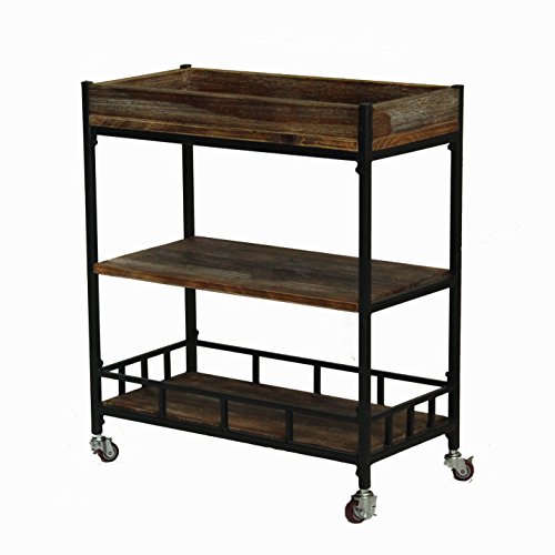 Diwhy Industrial 3 Tier Rolling Utility Storage Cart Wine Beverage Rolling Wood and Metal Wine Rack with Wheels Kicthen Bar Dining Room Tea Wine Holder Serving Cart