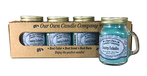 Our Own Candle Company Country Clothesline Scented Mini Mason Jar Candle by, 3.5 Ounce (4 Pack)