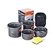 Camping Cookware Mess Kit, Lightweight Aluminum Cookware Cooking Pan Pot Set for Outdoor Backpacking Camping Hiking Picnic (4-Sets)