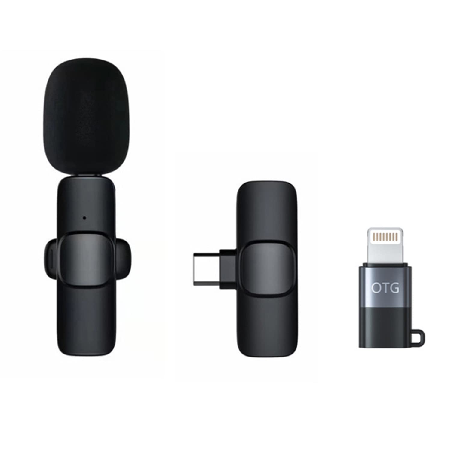 Wireless Clip-on Microphone, Portable Plug and Play Wireless Lavalier Microphone for Live Stream,Vloggers,Interview,Noise Reduction Radio Micro phone