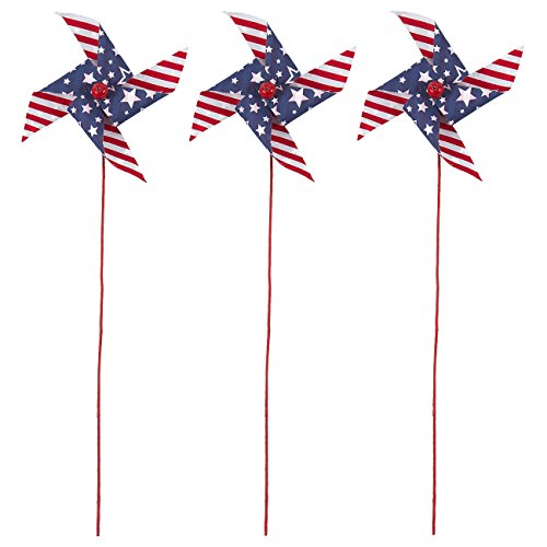 Juvale 3 patriotic pinwheels - american flag wind spinner for fou…