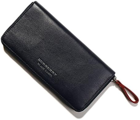 Amazon バーバリーブラックレーベル ラウンドファスナー 長財布 ネイビー系 メンズ レディース Burberry 財布