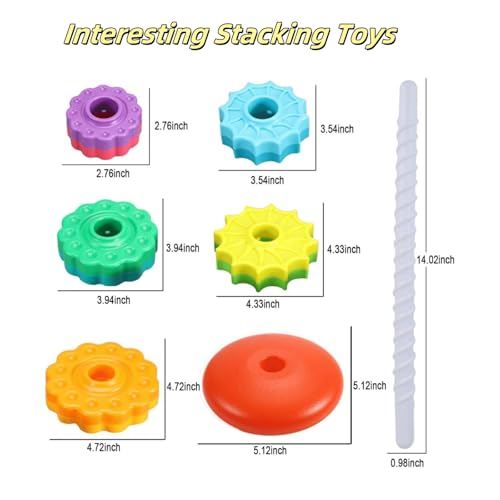 Rainbow Spinning Toy Stacking Ring Spin Gears Baby Montessori Early Educational Learning Toys for Girls Boys
