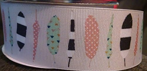 Boho Feathers Grosgrain Ribbon - 3 Yards