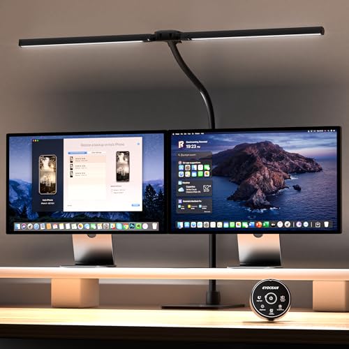 EYOCEAN Desk Lamp, Dual Head Desk Lamp, 24W 80cm with Remote Control, Adjustable Color Temperature, No Glare Dimmerable Monitor Lamp, PC Lamp for Screen