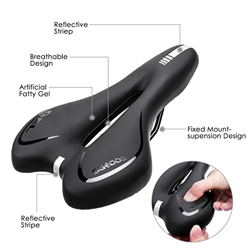 image for SGODDE Comfortable Bike Seat, Gel Bicycle Saddle Padded Professional W